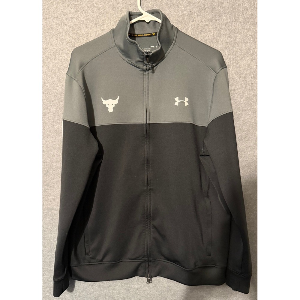 Athleisure Under Armour Project Rock Track Jacket Large Full Zip Brahma Bull Gym